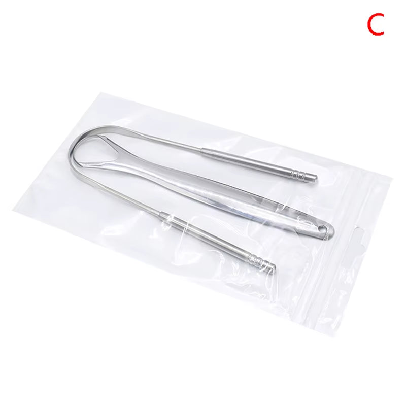 1/2PCS Stainless Steel U Type Tongue Scraper Cleaner Fresh Breath Cleaning Coated Tongue Toothbrush Oral Hygiene Care Tools