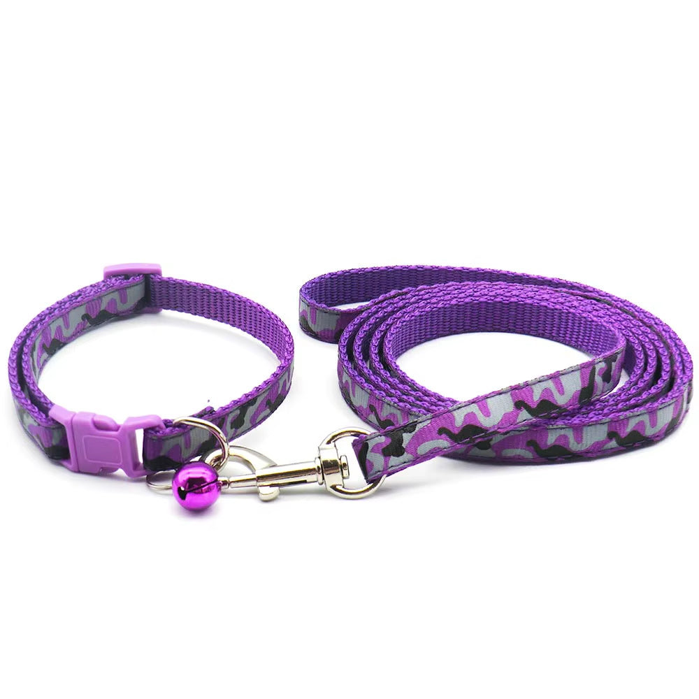 24Pcs Lovely Dog Leash and Collar Set 1.2M for Puppy Cat Traction Rope Dog Collar Harness Durable Walking Pet Supplies Anti-Lost