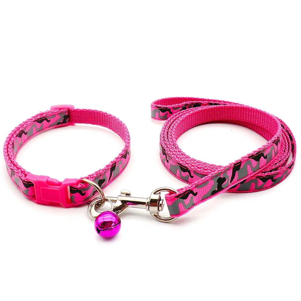 24Pcs Lovely Dog Leash and Collar Set 1.2M for Puppy Cat Traction Rope Dog Collar Harness Durable Walking Pet Supplies Anti-Lost