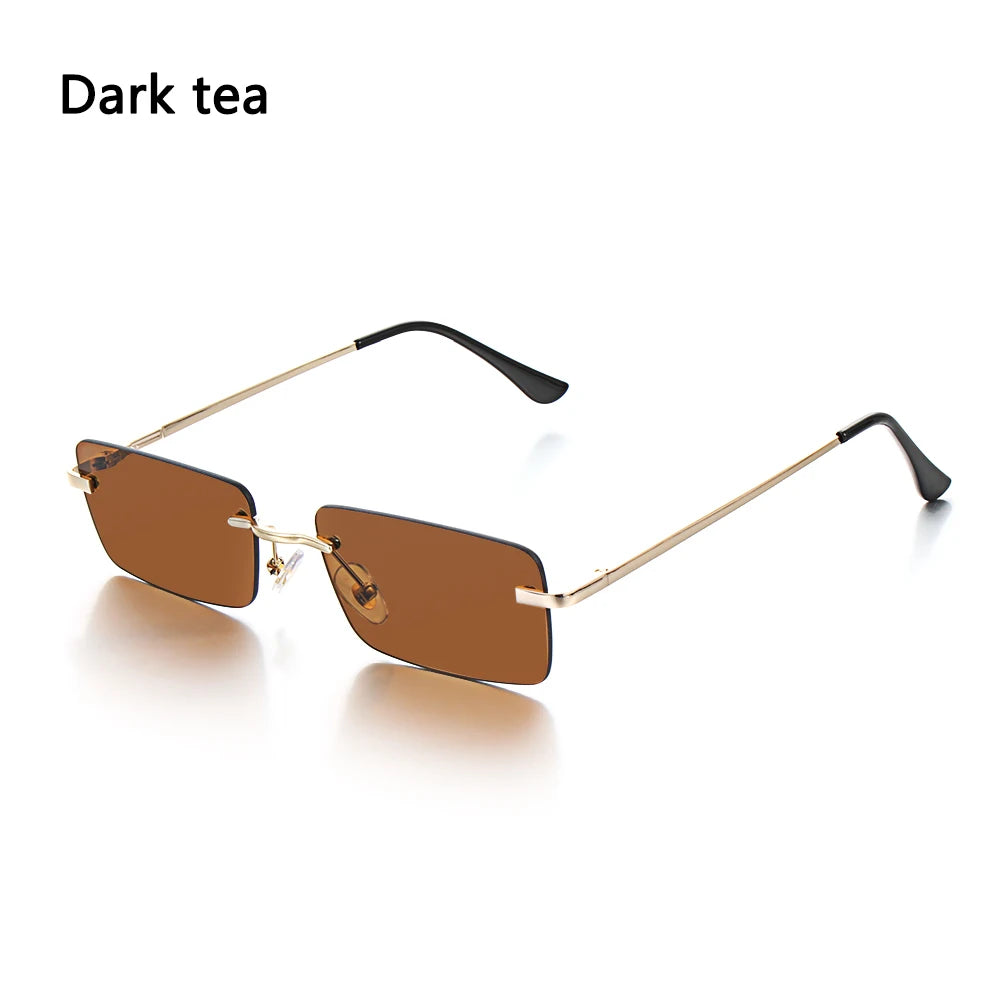 Traveling Style Mountaineering Sunglasses for Men Women UV400 Shades Rectangle Rimless Eyeglasses Gradient Colors Eyewear