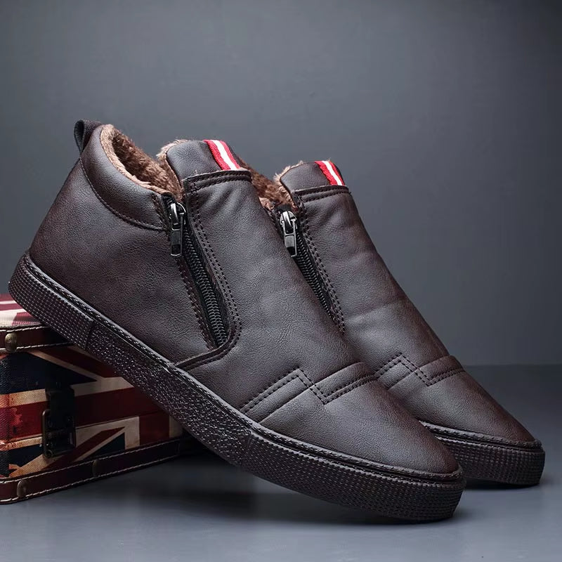 Men Casual Shoes Winter Warm Ankle Boots Fashion Man Snow Boots Outdoor Footwear Black Sneakers Men'S Leather Botas Masculina