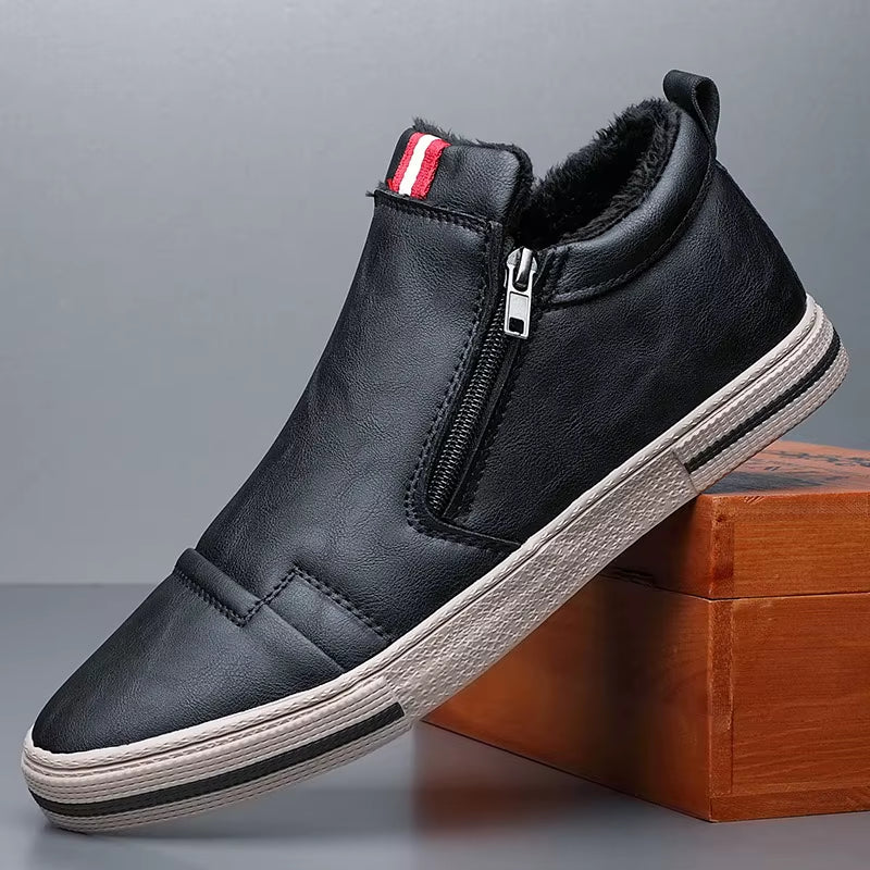 Men Casual Shoes Winter Warm Ankle Boots Fashion Man Snow Boots Outdoor Footwear Black Sneakers Men'S Leather Botas Masculina