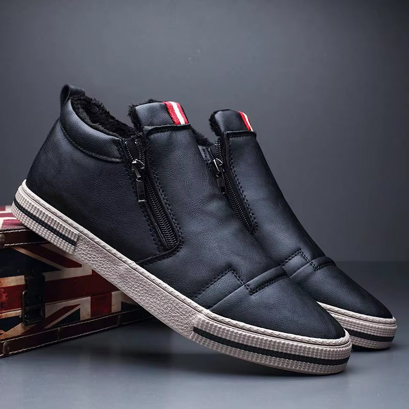 Men Casual Shoes Winter Warm Ankle Boots Fashion Man Snow Boots Outdoor Footwear Black Sneakers Men'S Leather Botas Masculina