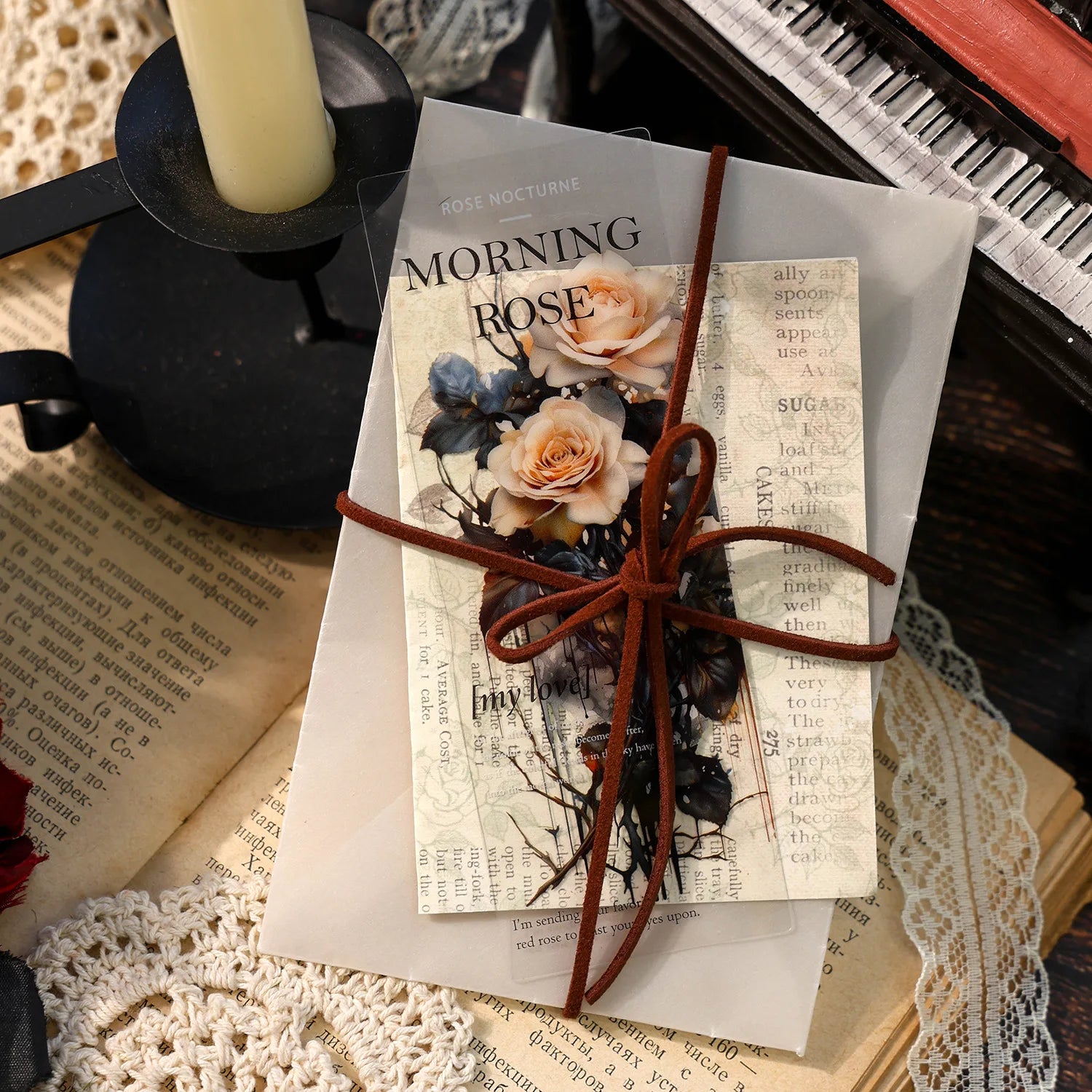 5pcs Per Pack Nocturne Series Vintage Handbook Bookmark Handbook Material Collage Decoration