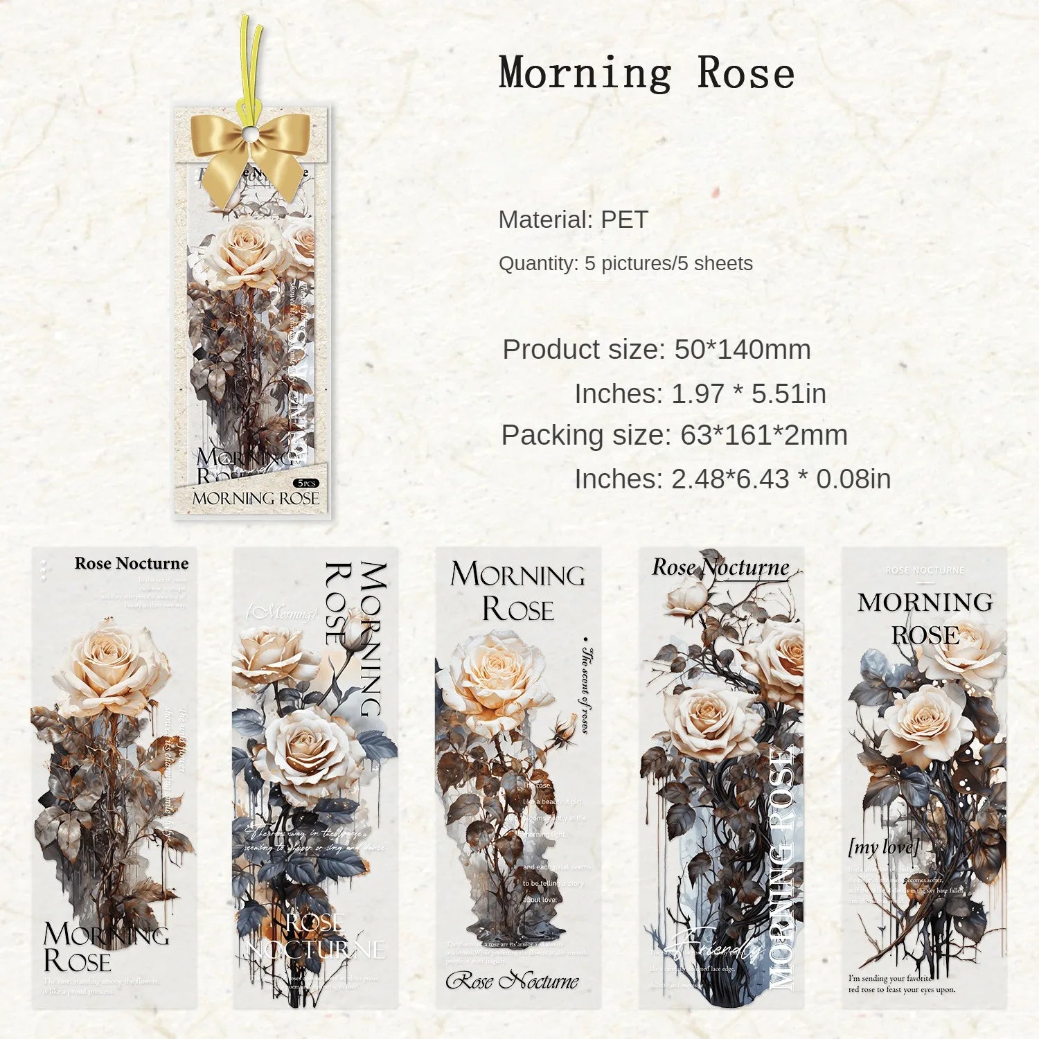 5pcs Per Pack Nocturne Series Vintage Handbook Bookmark Handbook Material Collage Decoration