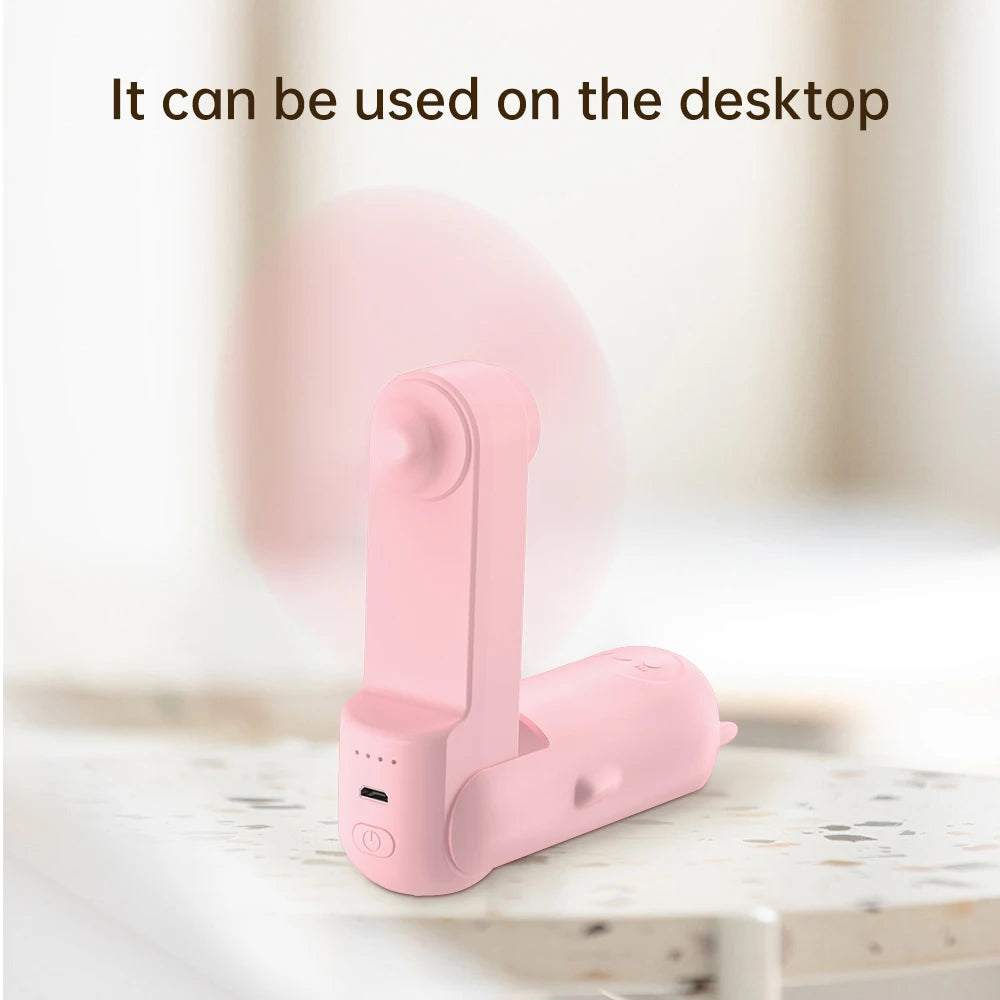 USB/Battery-Powered Foldable Neck Air Cooling Fan Easy Table Installation Household Hotel Outdoor Use Plastic Material Three
