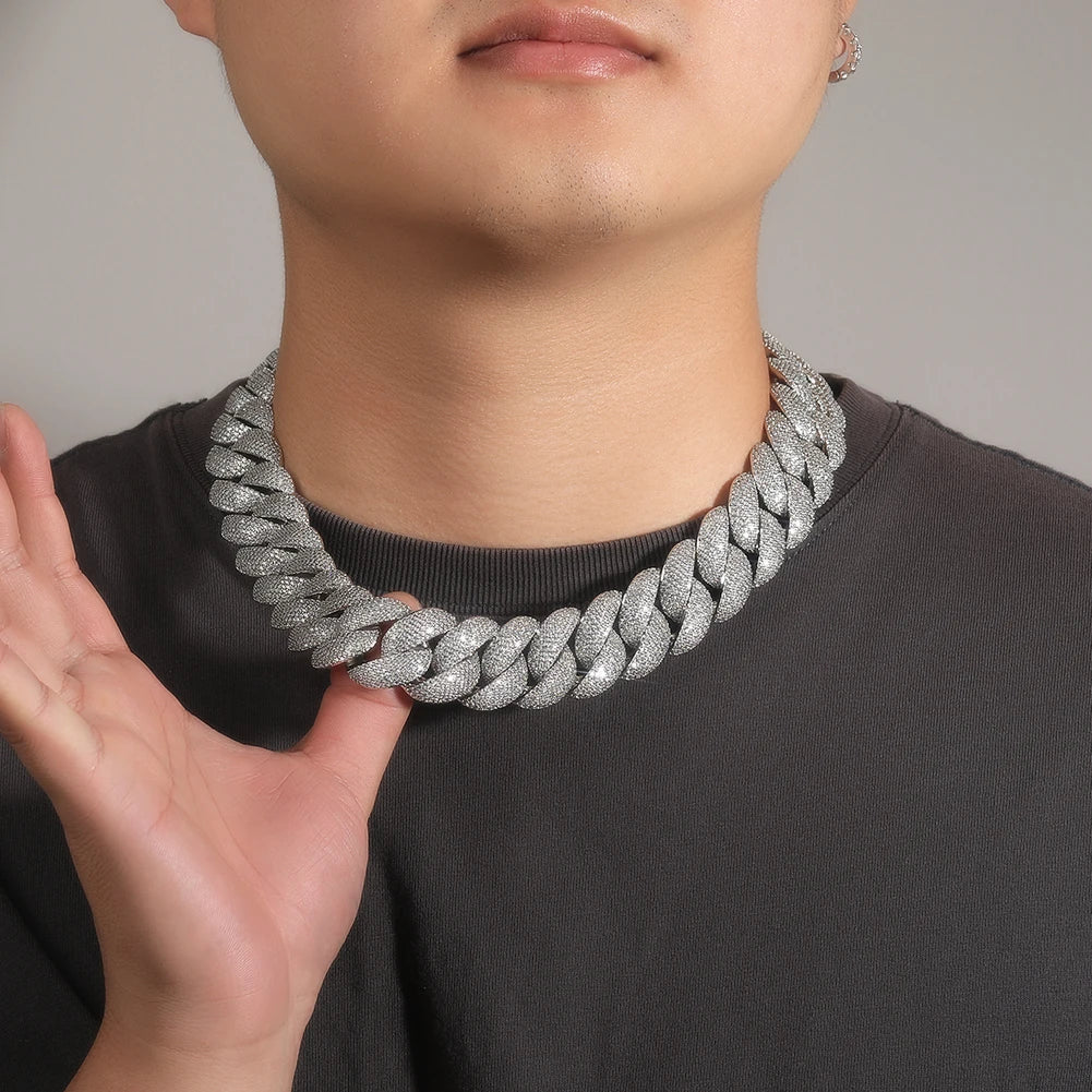 24mm Iced Out Cubic Zirconia Gold Plated Cuban Chain Brass Copper Hip Hop Jewelry Cuban Chain Link Necklace for Men Women