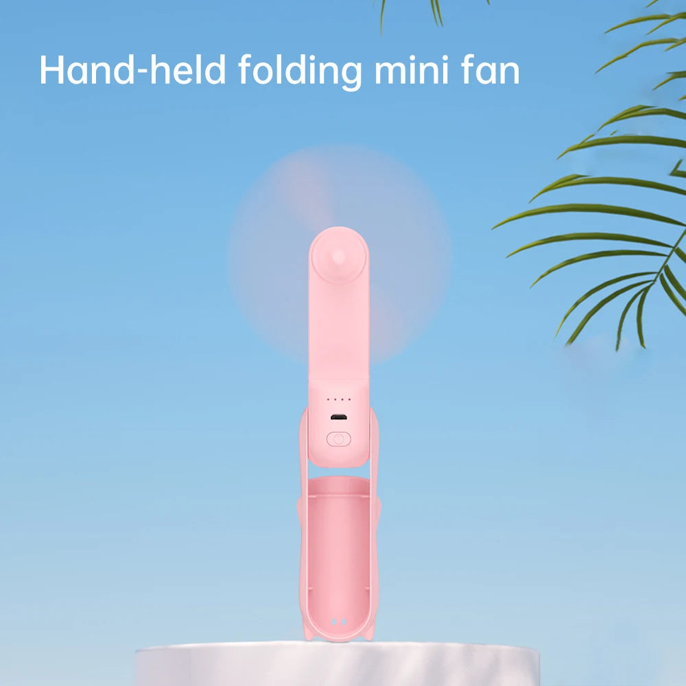 USB/Battery-Powered Foldable Neck Air Cooling Fan Easy Table Installation Household Hotel Outdoor Use Plastic Material Three