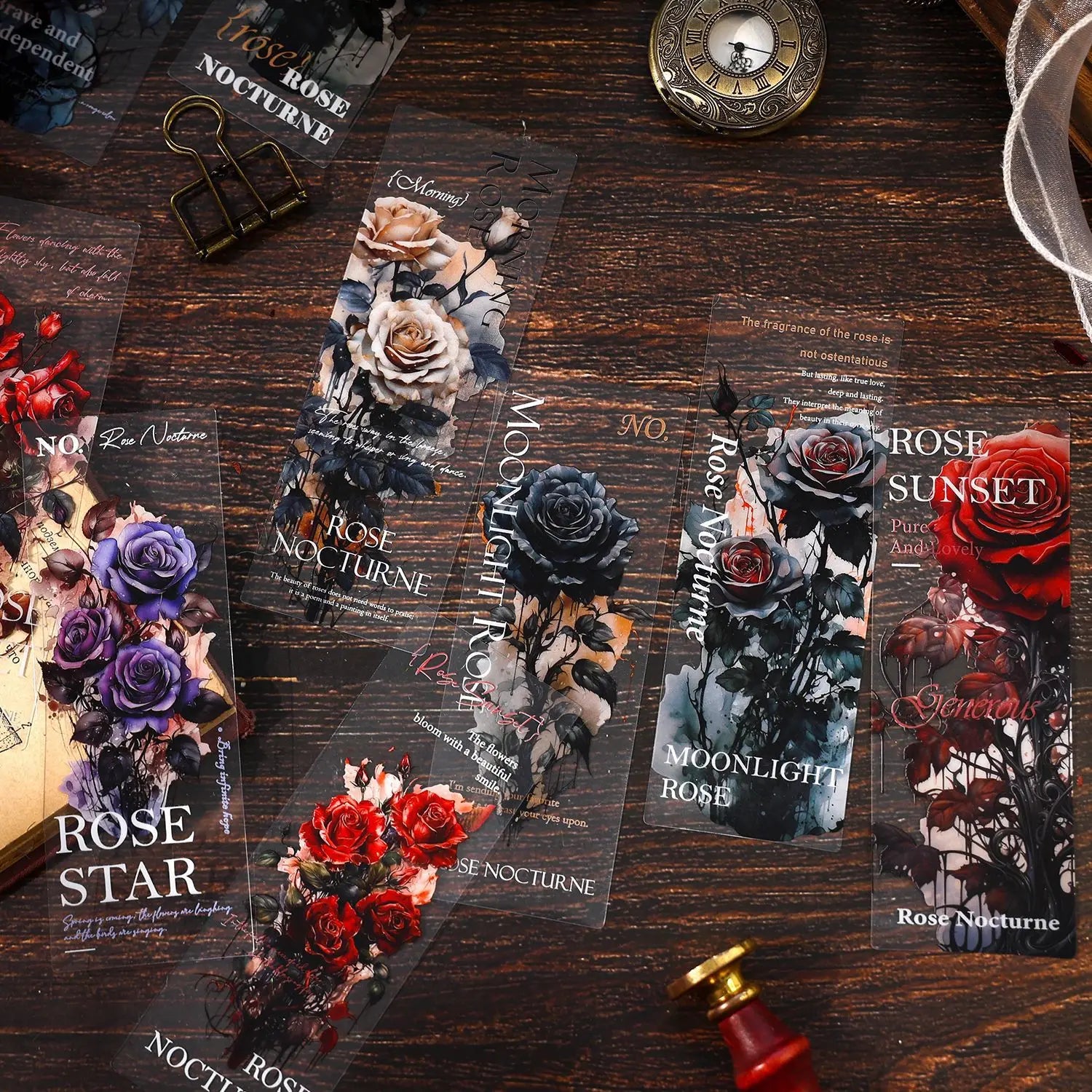 5pcs Per Pack Nocturne Series Vintage Handbook Bookmark Handbook Material Collage Decoration