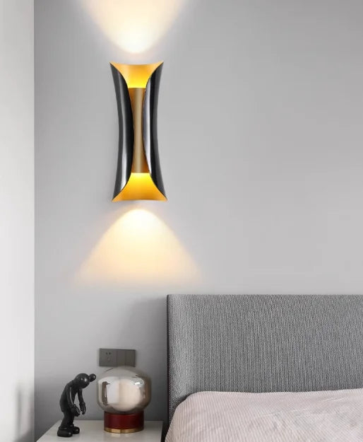 Classical Design Double Head Dustproof Outdoor Landscape Led Wall Light up and Down Round Cob Led Light for Bedroom Courtyard