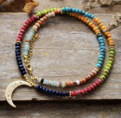 7 Chakra Moon Necklace