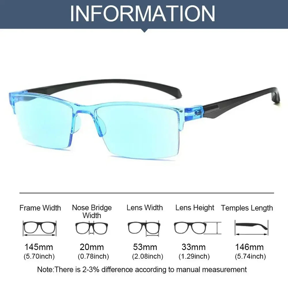 Smart Automatic Zoom Reading Glasses Anti Blue Ray Eyeglasses Autofocus Power Half-Rim Near Far Computer Glasses