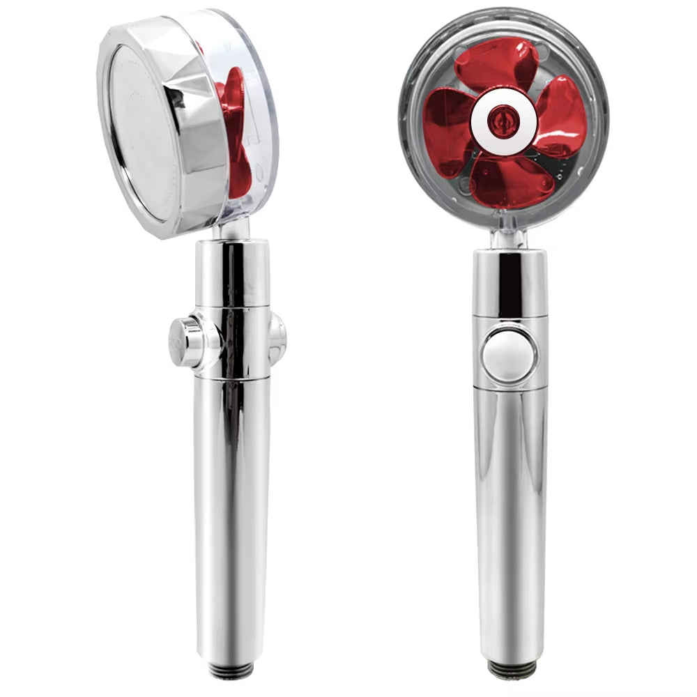 New 2021 Dropshipping Propeller Driven Shower Head with Stop Button Shower Head with Fan High Pressure Handheld Shower Nozzle