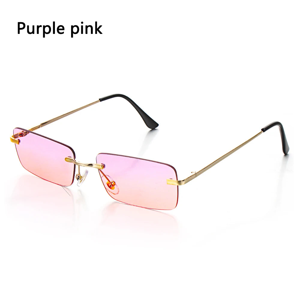 Traveling Style Mountaineering Sunglasses for Men Women UV400 Shades Rectangle Rimless Eyeglasses Gradient Colors Eyewear