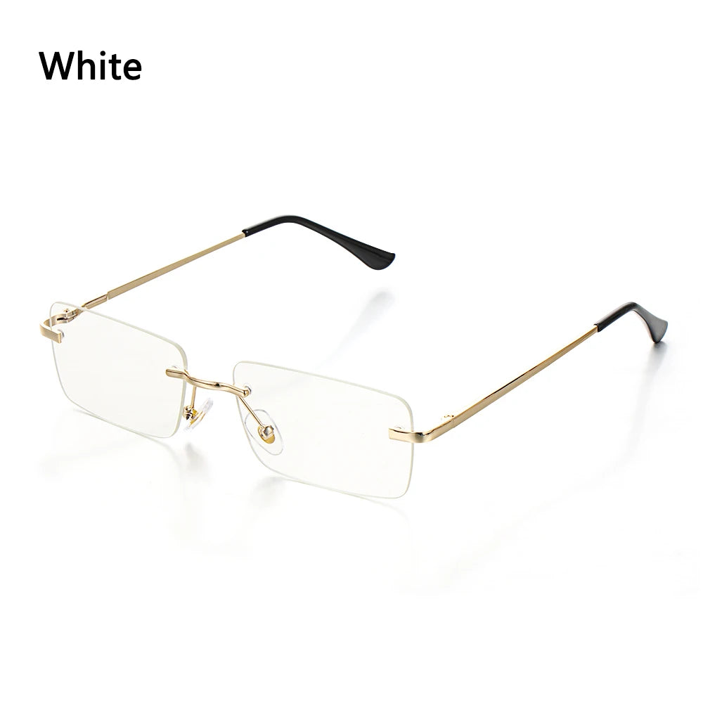 Traveling Style Mountaineering Sunglasses for Men Women UV400 Shades Rectangle Rimless Eyeglasses Gradient Colors Eyewear