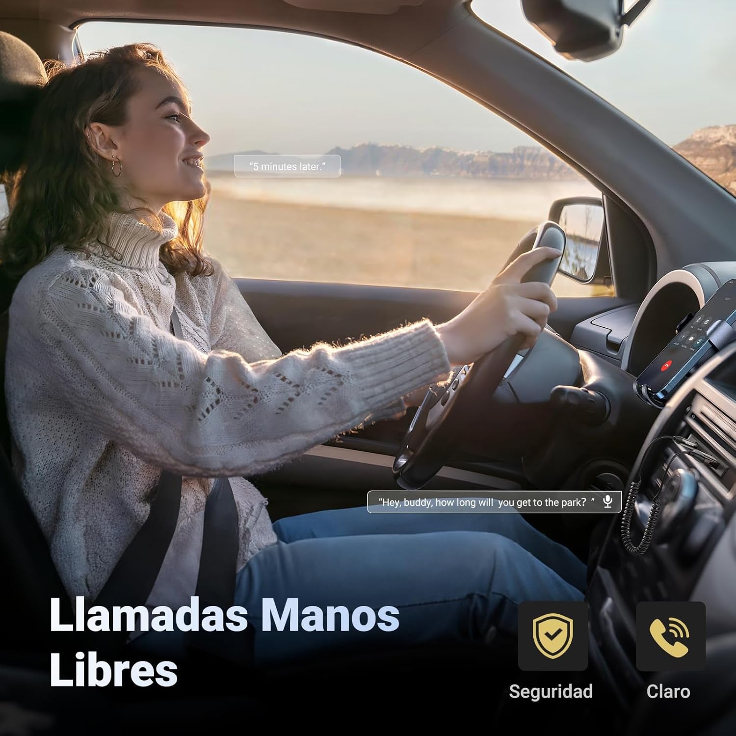 UGREEN Receptor Bluetooth 5.4 Adaptador Jack 3.5Mm Aux Auxiliar Conector Audio Coche Manos Libres, Gris Oscuro