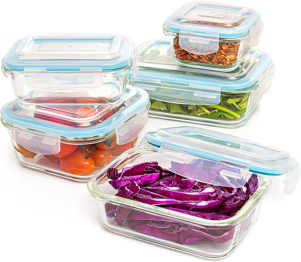 10-Piece Kitchen Glass Food Storage Containers Set with Lids, Clear Leak-Proof, Bpa-Free Airtight Meal Prep Glass Containers – Oven, Freezer, Microwave & Dishwasher Safe