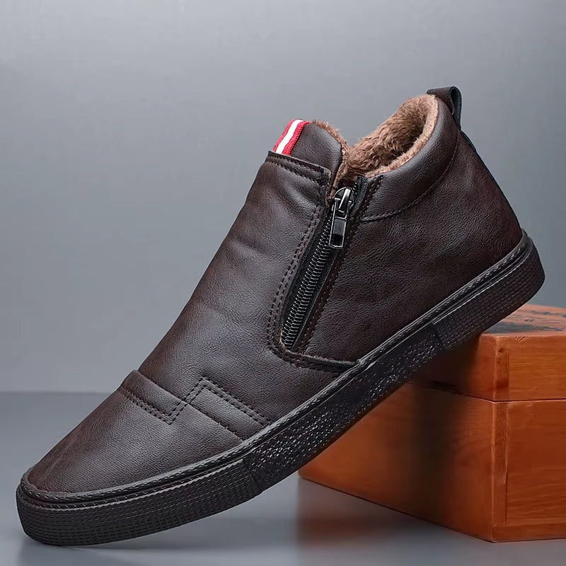 Men Casual Shoes Winter Warm Ankle Boots Fashion Man Snow Boots Outdoor Footwear Black Sneakers Men'S Leather Botas Masculina