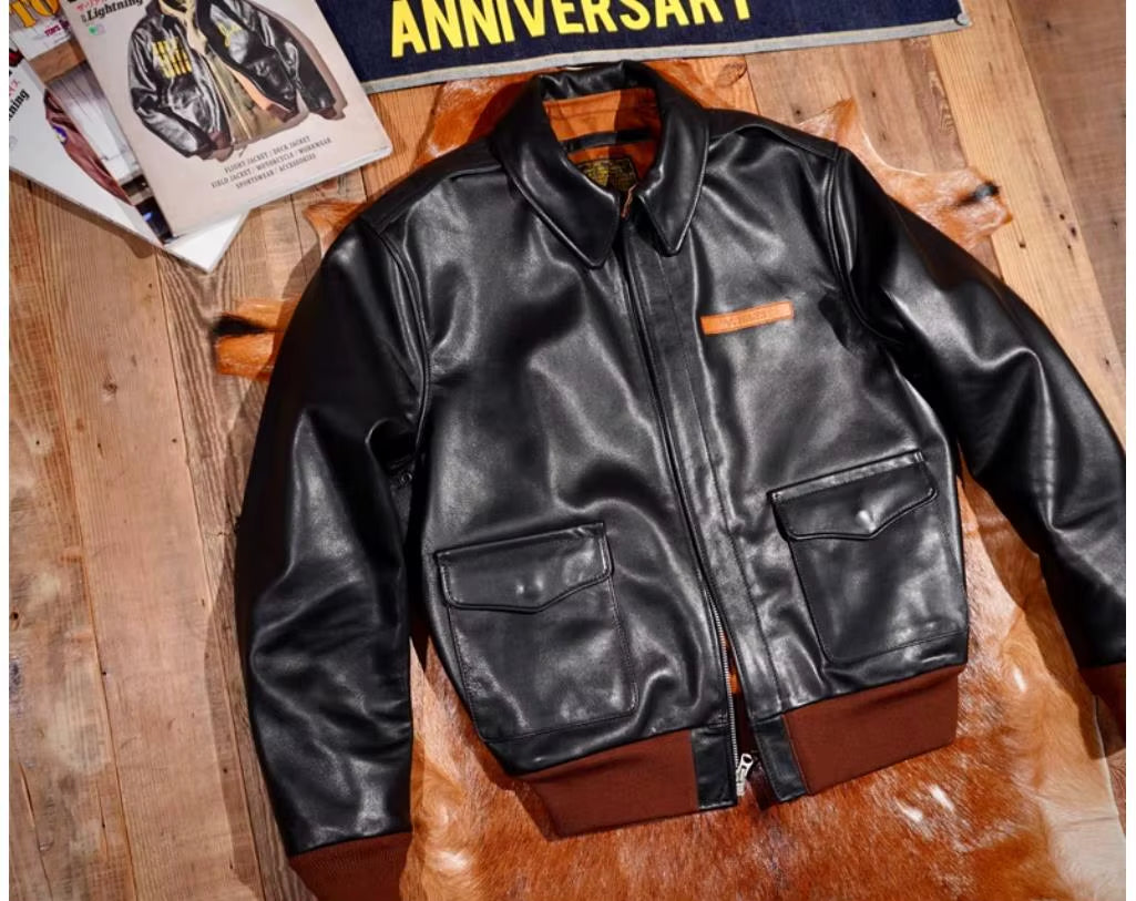 Yr!Wholesales.Classic Style Us Air Force Leather Jacket.A-2 Leather Coat.Super Heavy Thick Cowhide.Luxury Quality.A2